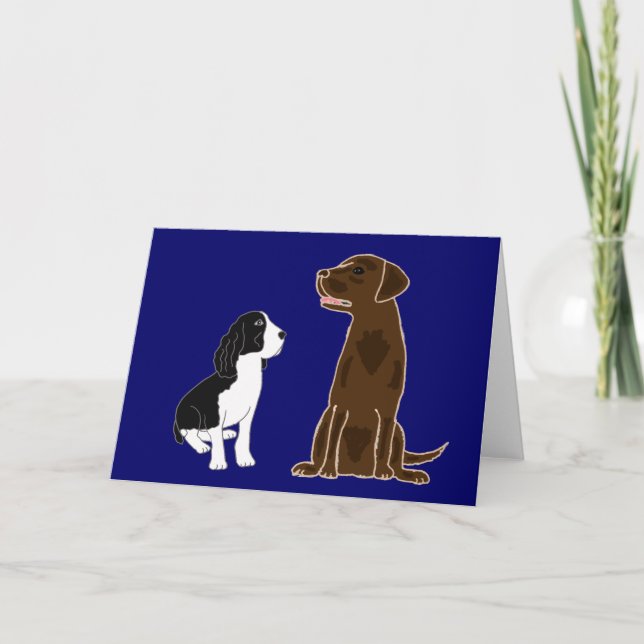 AN- Springer Spaniel and Chocolate Lab Notecards (Front)