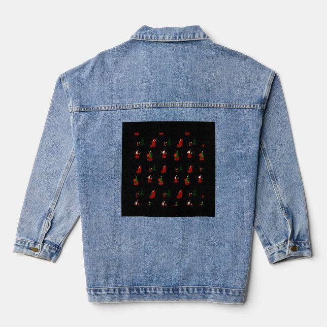 An Ugly Christmas Pattern Denim Jacket (Back)