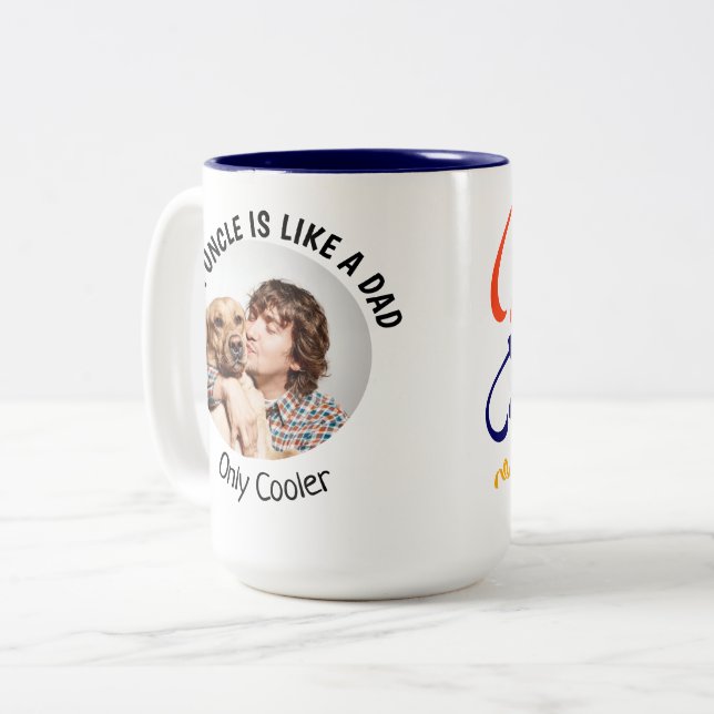 An Uncle is Like a Dad ...Dog Custom Photo Two-Tone Coffee Mug (Front Left)