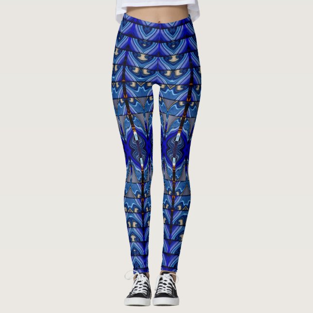 An unique blue colour classic "Ratti_Creative_Arts Leggings (Front)