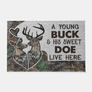 An Young Buck and His Sweet Doe Live Here Doormat