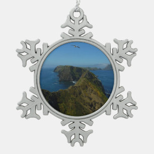 Anacapa's Inspiration Point I in Channel Islands Snowflake Pewter Christmas Ornament