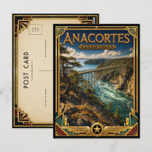 Anacortes Washington Vintage Art Deco Golden Age Postcard