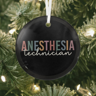 Anaesthesia Technician Retro Anaesthetic Tech Glass Tree Decoration