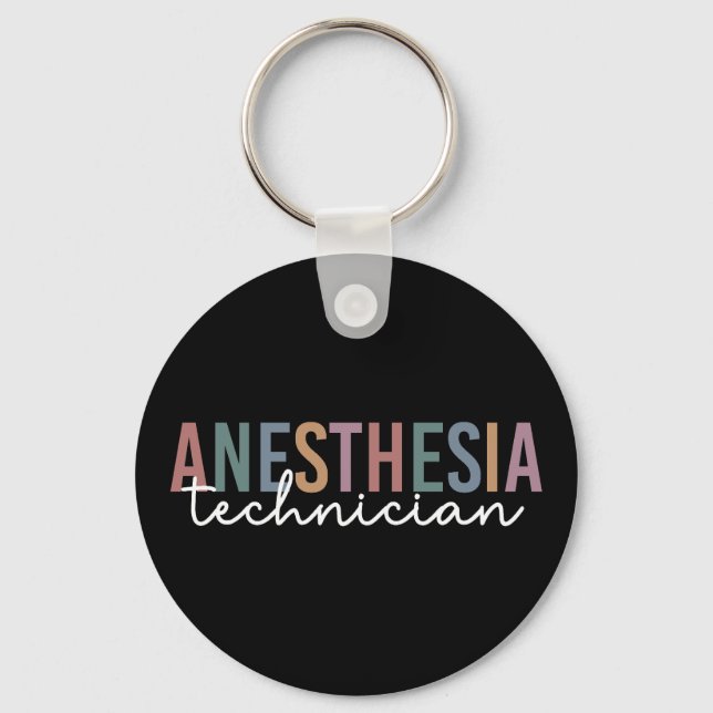 Anaesthesia Technician Retro Anaesthetic Tech Key Ring (Front)