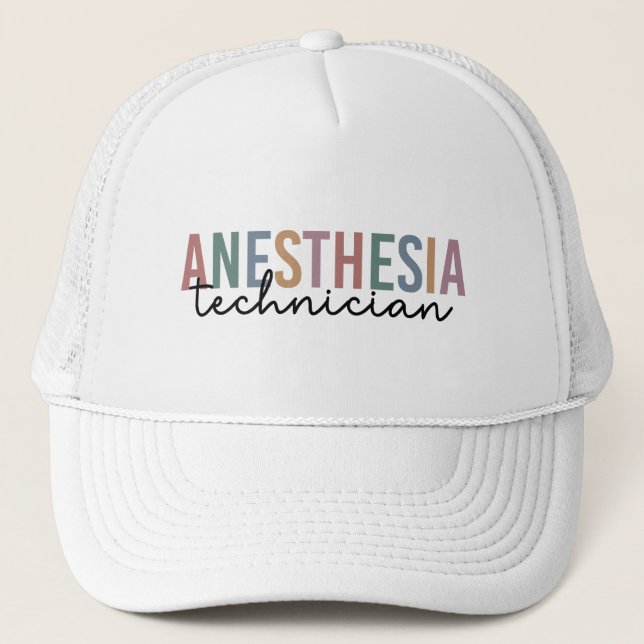 Anaesthesia Technician Retro Anaesthetic Tech Trucker Hat (Front)