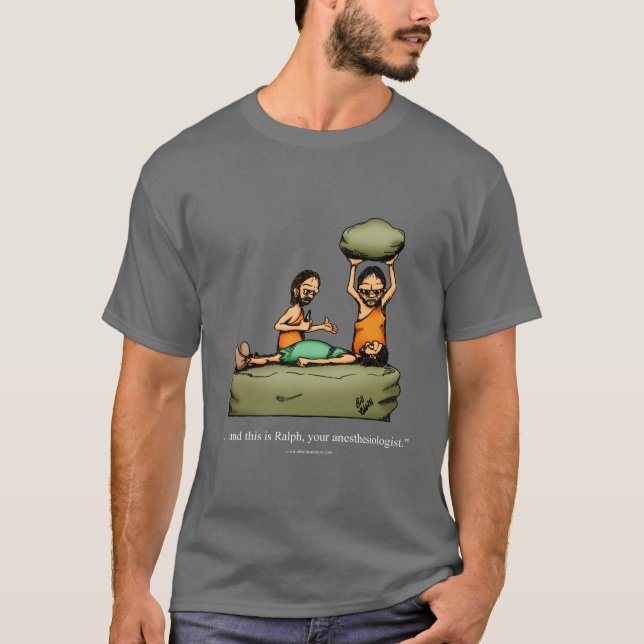 Anaesthesiologist Caveman Humour Tee Shirt (Front)