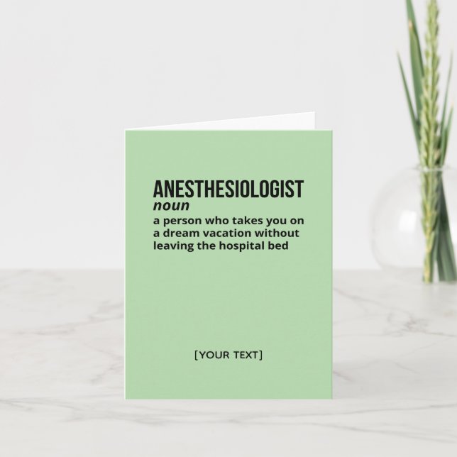 Anaesthesiologist Definition Card – Funny Gift (Front)