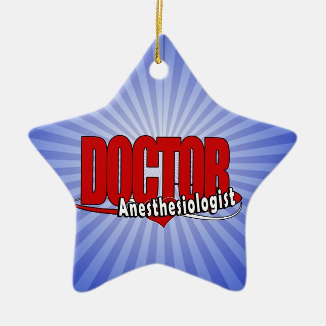 Anaesthesiologist DOCTOR BIG RED LOGO Ceramic Tree Decoration (Front)