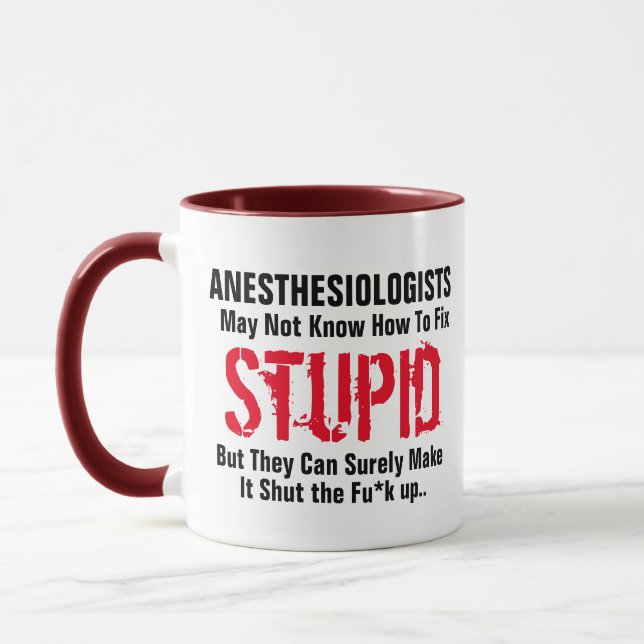 Anaesthesiologist Fix Stupid Doctor Joke Pun Mug (Left)