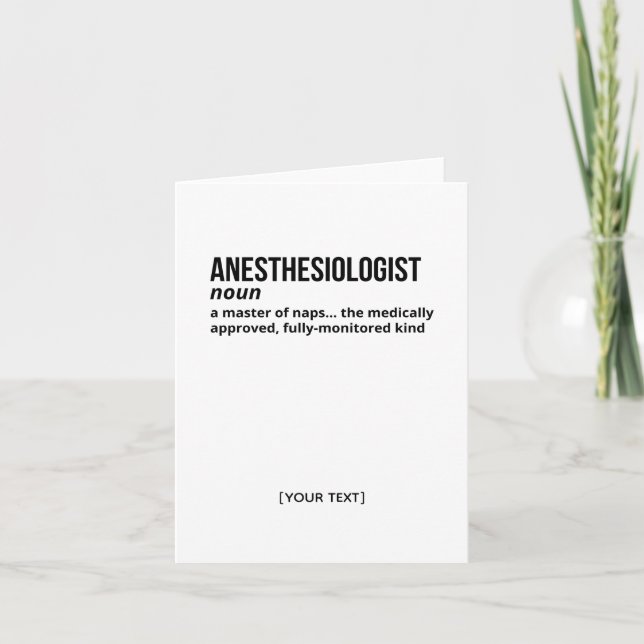Anaesthesiologist – Funny Medical Definition Thank You Card (Front)