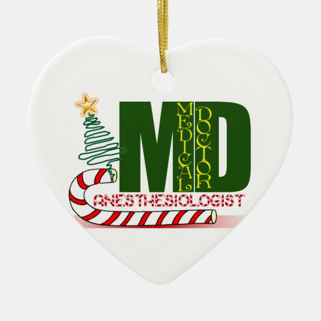 Anaesthesiologist MERRY CHRISTMAS Ceramic Tree Decoration (Front)