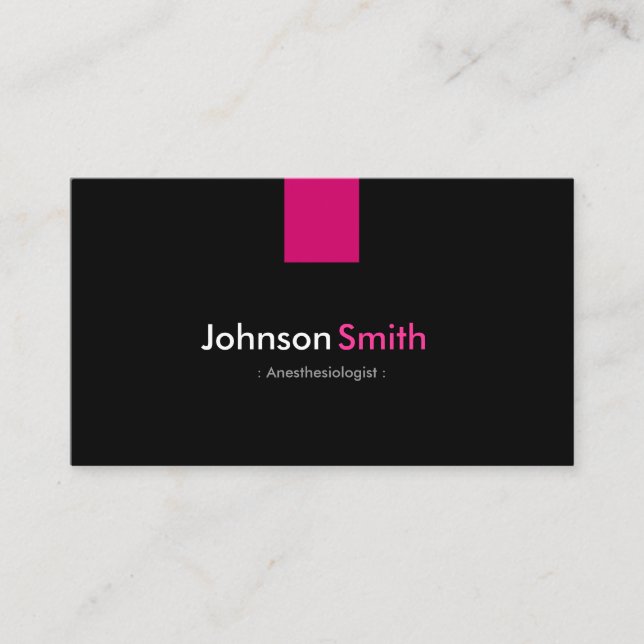 Anaesthesiologist Modern Rose Pink Business Card (Front)
