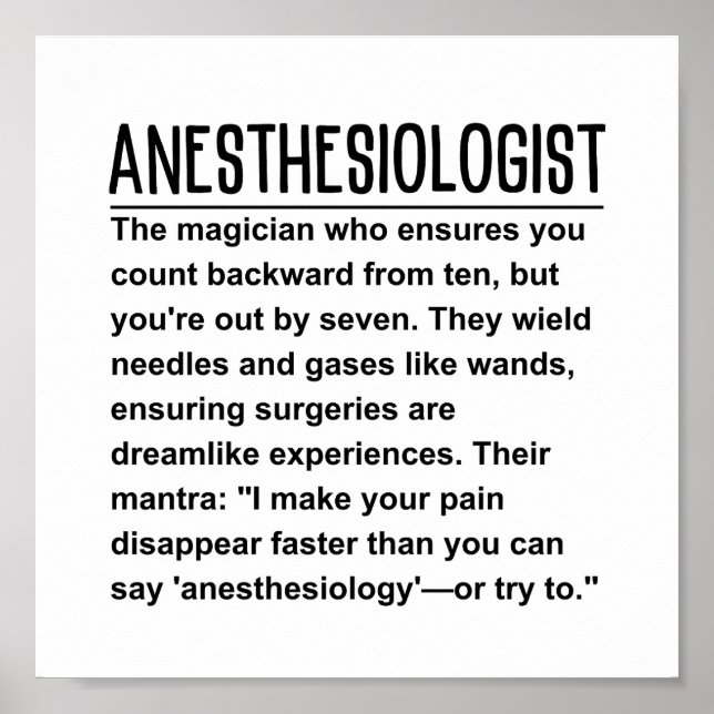 Anaesthesiologist  poster (Front)