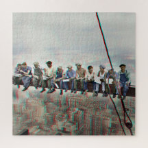 Anaglyph 3D Photo- Lunch atop Skyscraper New York