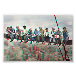Anaglyph 3D Poster- Lunch atop Skyscraper New York Photo Print