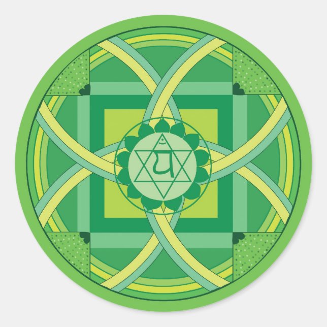 Anahata chakra Mandala Classic Round Sticker (Front)