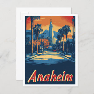 Anaheim California USA Vintage Travel Illustration Postcard