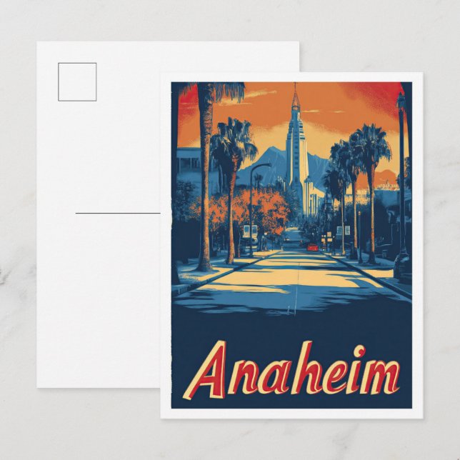 Anaheim California USA Vintage Travel Illustration Postcard (Front/Back)