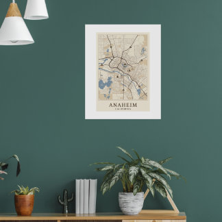 Anaheim California Vintage City Map Print