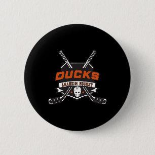 Anaheim Ducks Hockey Sticks White Officially Licen 6 Cm Round Badge