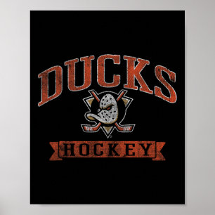 Anaheim Ducks Vintage Hockey Black Nhl Officially  Poster