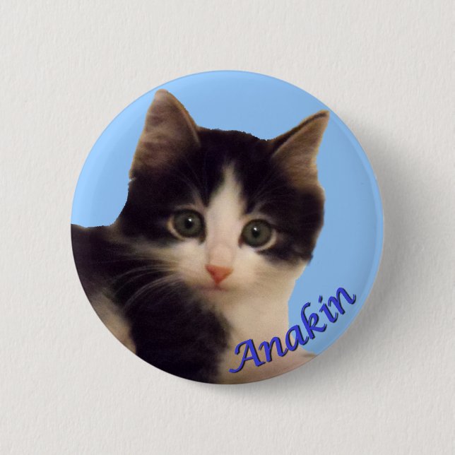 Anakin Two Legged Cat Logo, Cute Kitten Button (Front)