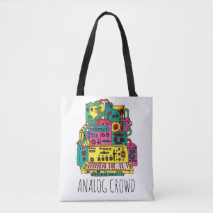 Analog Crowd Doodle Tote Bag