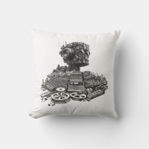 Analog Robot head: Modular Synth Design Cushion