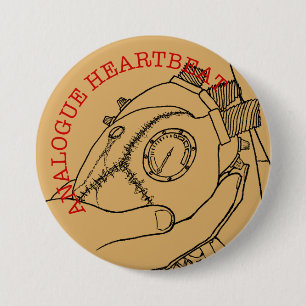 Analogue Heart Beat 7.5 Cm Round Badge