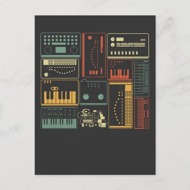 Analogue Modular Synthesizer Music Producer Keyboa Postcard (Front)