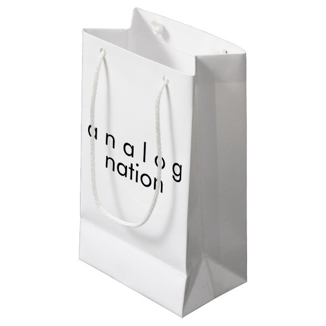 Analogue Nation White Small Gift Bag (Front Angled)