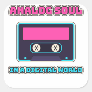 Analogue Soul In A Digital World Retro Cassette Square Sticker