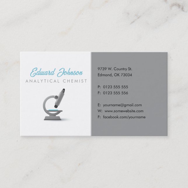 Analytical Chemist | Science microscope Business Card (Front)