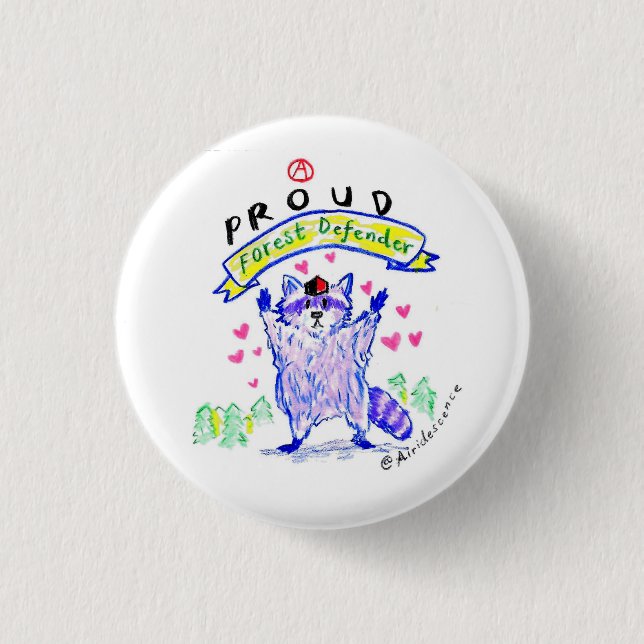 Anarchist Racoon Forest Defender Button (Front)