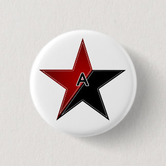 Anarchist red/black star 3 cm round badge