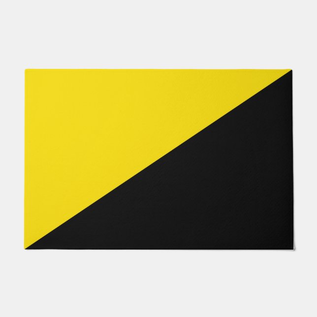 Anarcho capitalism flag anarchy symbol black yello doormat (Front)