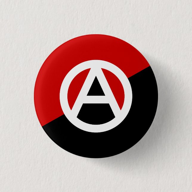 Anarcho-Syndicalism Symbol Button,  Flag Design sm 3 Cm Round Badge (Front)