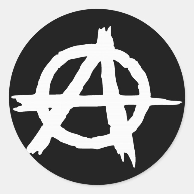 Anarchy Black Classic Round Sticker (Front)