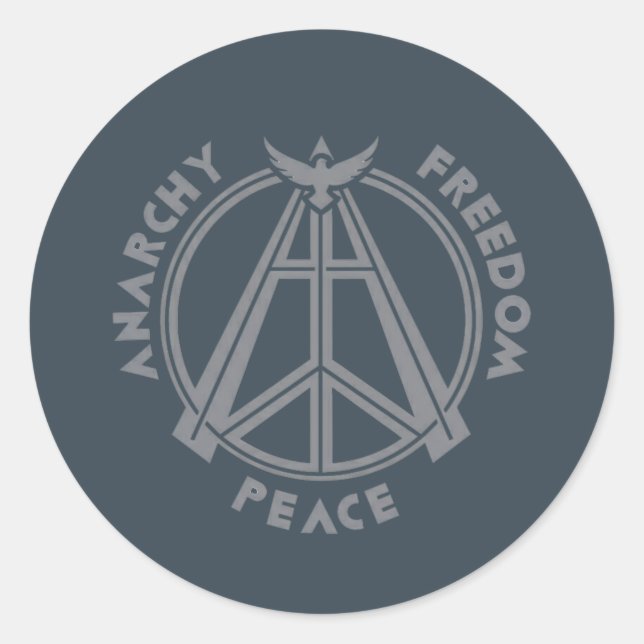 Anarchy, Freedom & Peace: Modern Anarchy Symbol Classic Round Sticker (Front)
