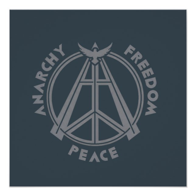 Anarchy, Freedom & Peace: Modern Anarchy Symbol Poster (Front)