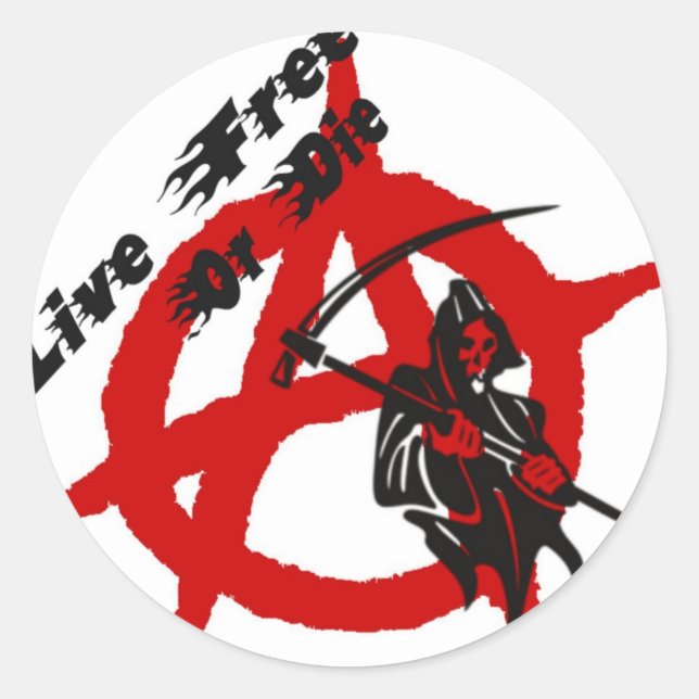 Anarchy Grim Reaper Classic Round Sticker (Front)