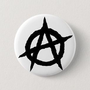 Anarchy symbol black punk music culture sign chaos 6 cm round badge