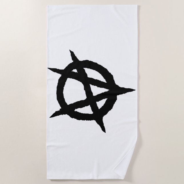 Anarchy symbol black punk music culture sign chaos beach towel (Front)