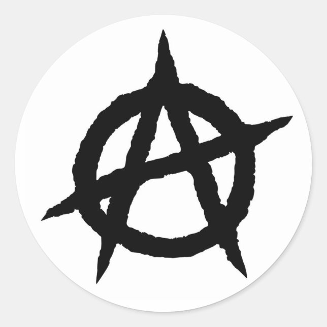 Anarchy symbol black punk music culture sign chaos classic round sticker (Front)