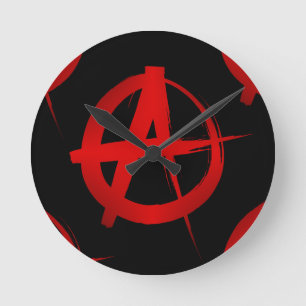 Anarchy symbol round clock