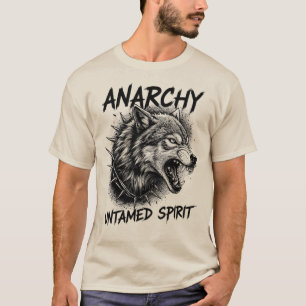 Anarchy Wolf Untamed Spirit Punk Illustration T-Shirt