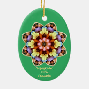 ANASTASIA ~ EASTER EGG ~ Kaleidoscope Green ~ Ceramic Tree Decoration
