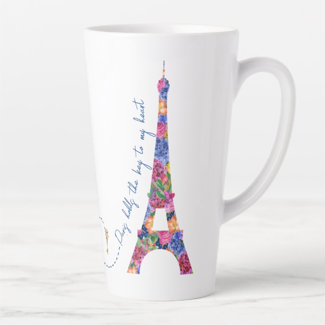 Anastasia Floral Eiffel Tower Paris is Key Latte Mug (Right)