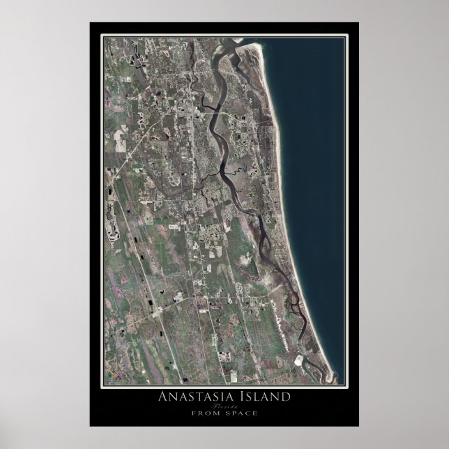 Anastasia Island Florida From Space Satellite Map Poster (Front)